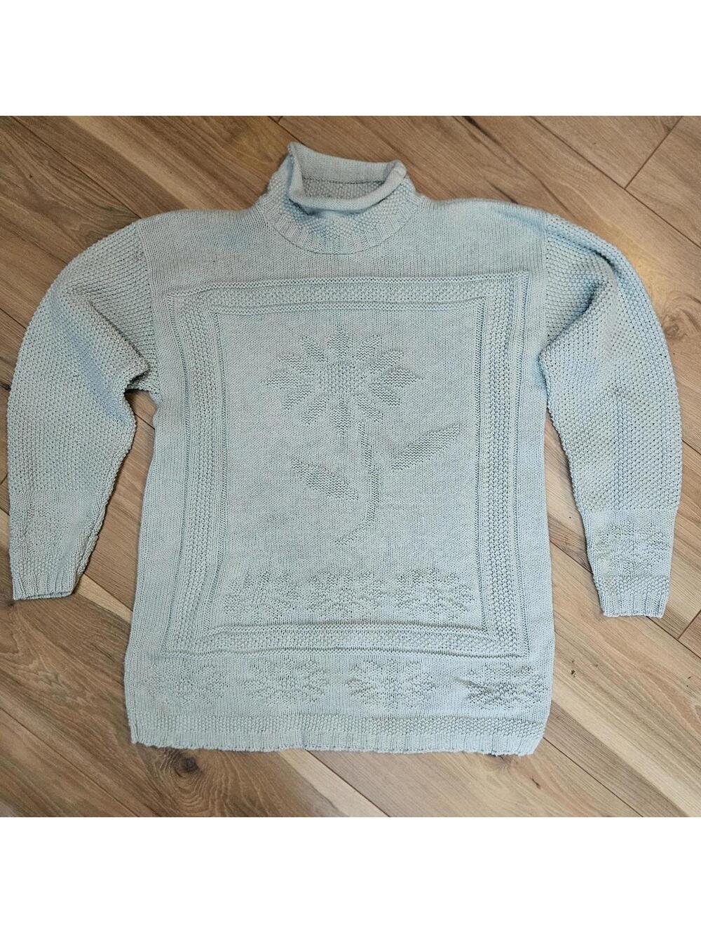 90s VTG 100% Cotton Flower Knit A knitch above Medium , usa made